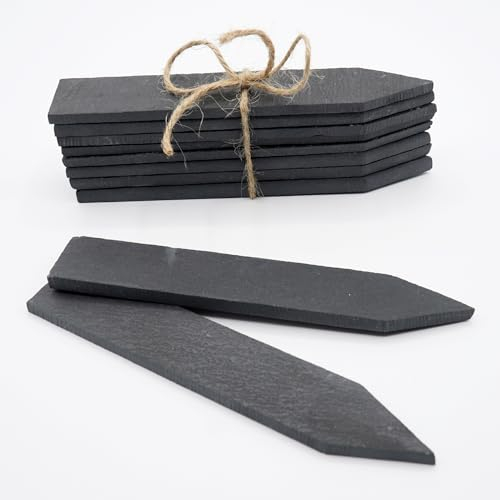 10 Pflanzenstecker aus Schiefer, 15 x 2,5 cm, hochwertige Pflanzenschilder, Pflanzenetiketten