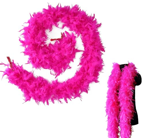 MORAINJAY Boa di Piume Rosa Rossa, 2m/6.6ft Boa di Piume di Tacchino Naturale per il fai da te, 80g Spesse Soffice Boa di Piume, Accessori per Costumi a Y, Natale, Carnevale, Ballo, Feste di Nozze