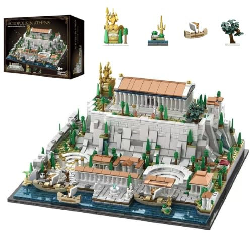 Modular Haus Bausteine Bausatz, Akropolis von Athen Bauklötze Set, 1988 Teile Wahrzeichen Sammlung Stadt Baukasten, MOC Haus Bauset, Konstruktionsspielzeug für Kinder und Erwachsen
