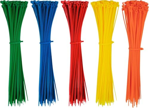 600 Stück Kabelbinder Set, 200 mm x 2.8 mm Kabelbinder Wiederverwendbar, kabelbinder Bunt uv beständig Nylon Rot Gelb Blau Grün Orange Schwarz Weiß