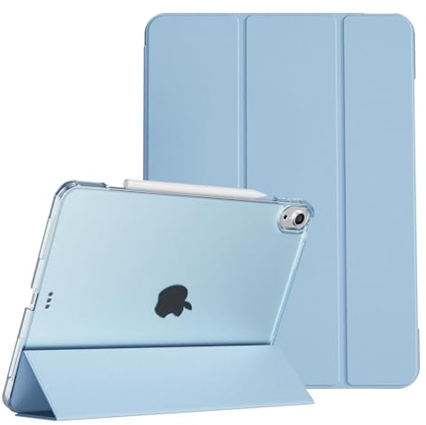 KVTVOU Hülle für iPad Air 11'' M4 M3 M2, iPad Air 5. / 4. Gen, Hellblau | Transparente Stoßfeste PC‑Rückseite, Mattes Griffgefühl, Touch‑ID‑kompatibel, unterstützt Stylus‑Aufladung, Ultradünn