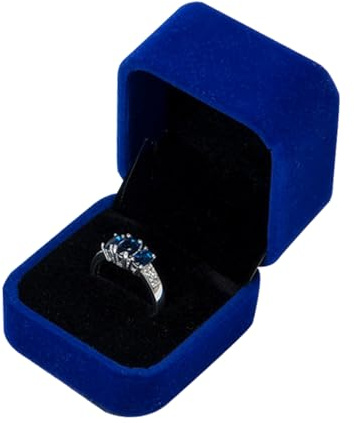 Fadcaer Samt-Ringbox für Verlobung, Hochzeit und Schmuck – Geschenkbox für Antragszeremonie – geeignet für Männer und Frauen (blau)