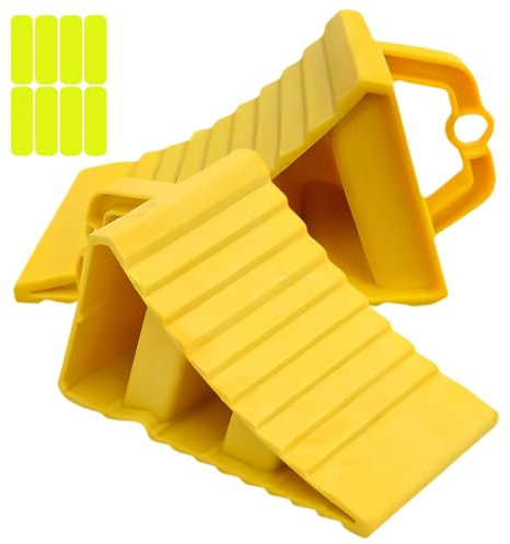 2 Stück Unterlegkeile Anhänger, Kfz-Unterlegkeile, Bremskeile Für Anhänger, Unterlegkeil Mit Reflektierender Warnstreifen, Unterlegkeile Mit Griff, Utschfeste Unterseite, Für Wohnmobil (200*120*110mm)