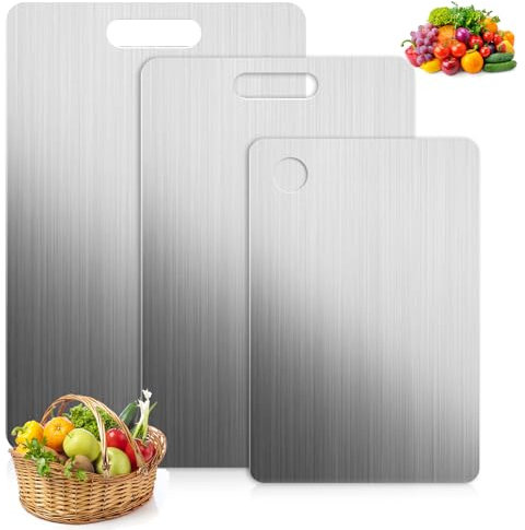 YKHSUAOU tagliere in titanio per cucina Tagliere Acciaio Inox Tagliere In Acciaio Inox Alimentare Tagliere In Titanio Tagliere Da Cucina Acciaio Ideale Per Tagliare Carne, Frutta, Verdura (3)