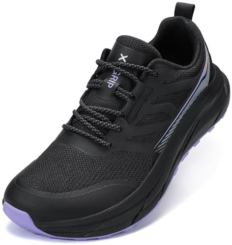 Kricely Chaussure Trail Homme Pieds tête Larges Chaussures Randonnée Running Respirantes Antidérapantes Baskets Marche Course Trekking Sports Légère(Noir 45)