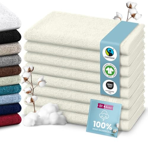 8er Set Premium Handtücher [100% Baumwolle] 50x100 cm, Creme/Handtücher Weich, Saugstark & Pflegeleicht/Handtuch Perfekt für Bad, Gym & Reisen