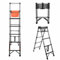 cadciehe A Frame Telescoping Ladder, Aluminum Alloy Extension Ladder with Safety Straps, Adjustable Height Collapsible Ladder for Home or RV Outdoor Work, Bearing 330lbs 6.5FT