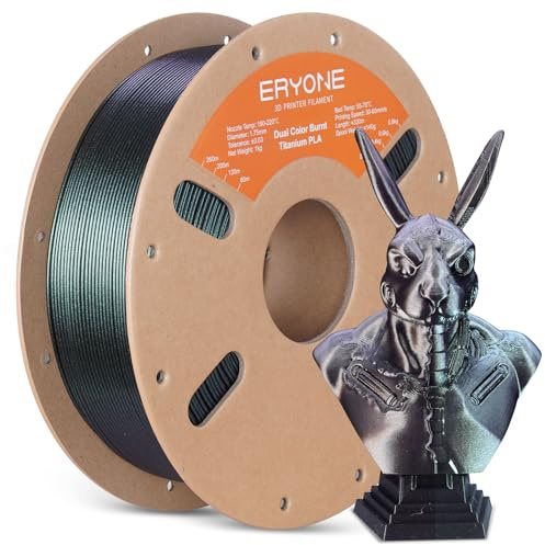 ERYONE Glitter PLA Filament for 3D Printer, 3D Printing PLA Filament 1.75mm +/- 0.03mm, 1kg (2.2LBS)/Spool, Dual Color Burnt Titanium Green & Gold