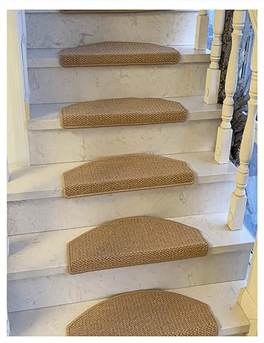 Generico Stufenmatten für Treppen, halbrund, Matten für Treppen, aus simuliertem Sisal, waschbar, für Innenräume, Unterseite 9 Zoll breit (Braun, 30 x 9 Zoll)