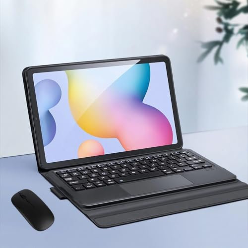 JZCZMCE Tastatur Hülle für Samsung Galaxy Tab S6 Lite 10,4 Zoll 2020/2022/2024, Eingebauter Stifthalter, Magnetische Abnehmbare Kabellose Tastatur mit Bluetooth-Maus
