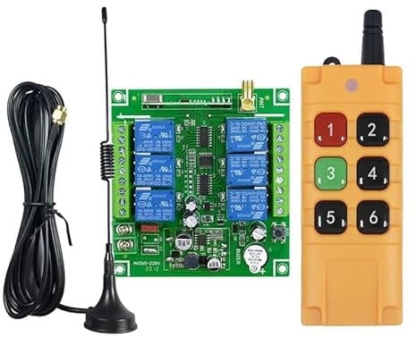 Lunga distanza universale 20 ~ 200 m DC 12 V 24 V 36 V 48 V 10 A 6 CH 30 A Relè RF Radio senza fili telecomando 433 / 315 MHz Industriale/agricolo 1,5 m antenna (1RF)