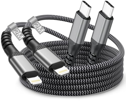 USB C to Lightning Cable 2M 2Pack, MFi Certified Apple iPhone Fast Charger Cable USB C Fast Charging Type C to Lightning Cable for Apple iPhone 14/14 Pro/14 Pro Max/13 Pro/13/12/12 Mini/11/XS/XR/8/SE
