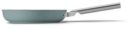 Smeg 50’s Style Non-Stick Frying Pan, Suitable for All Cooktops, Oven Proof, Dishwasher Safe, Tempered Glass Lid, Made in Italy, 20cm, Matte Emerald Green, FPF2002EGM