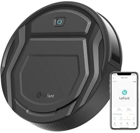 Lefant M210P Staubsaugerroboter,2200 Pa, automatische Dockingstation, WLAN/Alexa/App, schlankes und leises Design, max 120 Min., intelligente Navigation, ideal für Tierhaare und Teppiche,Schwarz