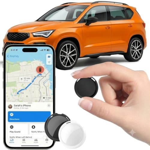 GPS Tracker for Cars Work with Apple Find My iOS Only Mini Vehicle Tracking | Waterproof Global Tracking Device Real Time Bluetooth Item Locator for Motorcycle Bike Tag No SIM Card No Subscription 2 Pack