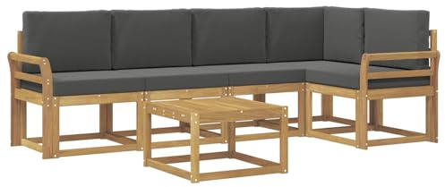 vidaXL Outdoor-Sofagarnitur 6 pcs Weiß und Anthrazit Massivholz Akazie, Outdoor-Ecksofa, modernes Lounge-Set für Garten, Robustes Sitzmöbel für Terrasse, Entspannen