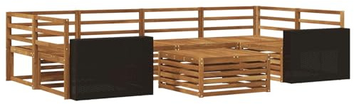 vidaXL Outdoor-Sofagarnitur 7 pcs Natur Massivholz Akazie, Gemütliches Outdoor-Set, modernes Lounge-Möbel, Garten-Sofa, tolle Terrassen-Sitzgelegenheit