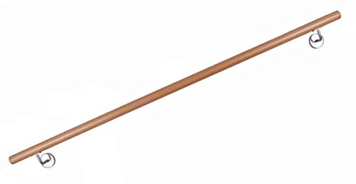 Handlauf Buche, lackiert, mit stabilen Halter aus Edelstahl, 36 Längen zur Auswahl ! (1.40m)