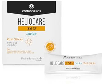 Cantabria Labs Heliocare 360º Junior Oral Sticks - Fotoprotección Desde el Interior para Niños, Aumenta la Resistencia de la Piel al Sol, de Origen Natural, 20 Sobres