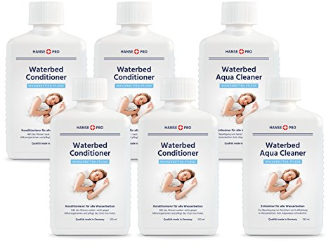 HANSE PRO Wasserbetten Zubehör Set: 4 x 250 ml Conditioner + 2 x 250 ml Aqua Cleaner I Wasserbetten-Pflege I Konditionierer I Entkeimer I Schutz