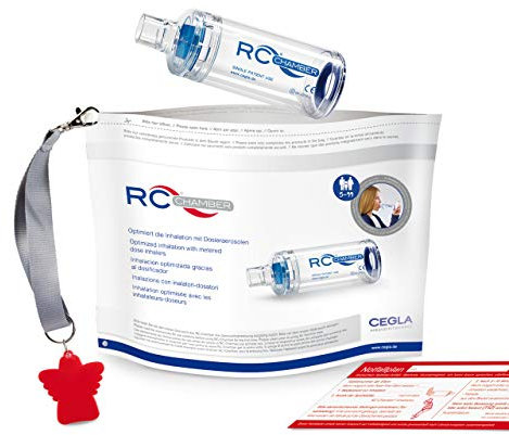 CEGLA RC-Chamber® mit Mundstück, Inhalierhilfe für Erwachsene und Kinder ab 5 Jahren – leichter und effektiver inhalieren, mit Schutzengelkonzept für mehr Sicherheit, bei Asthma und COPD