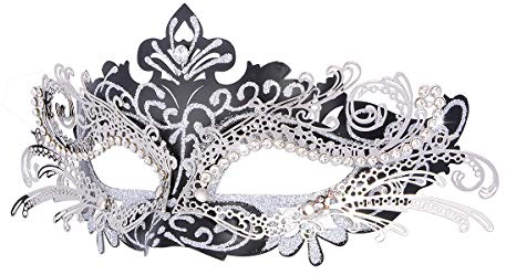 Hoshin Maskerade Maske, Karneval Dekorationen Venezianische Masken für Frauen (Schwarz mit Silver Line)