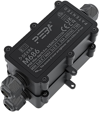 PEBA® Boîte de dérivation étanche IP68 - Etanche Boîte de Jonction - Boîtier de raccordement électrique 2 voies pour câble de Ø 4 à 12mm - Connecteurs de Câbles Étanches,Parfait pour câble extérieur