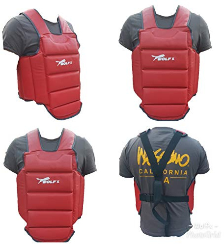 Wolfx Boxing Protector Chest Guard MMA Body Armour Training Kickboxing Sports Red