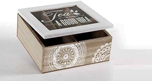 GICOS IMPORT EXPORT SRL Scatola Cofanetto in Legno 16 * 16 * 7 cm Porta bustine The Decoro Indian Shabby Chic YAT-739507