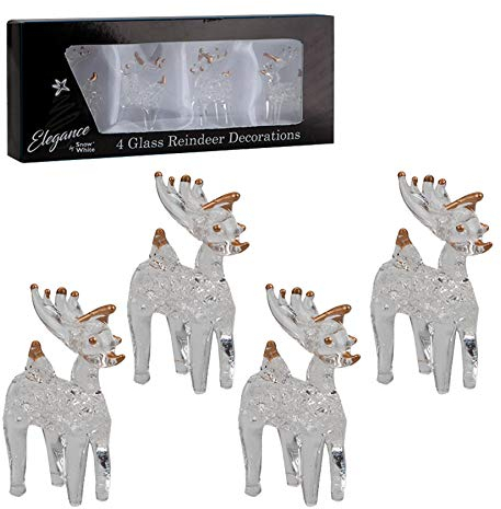 Weihnachtsdekoration, Rentiere, Glas, 4 cm, 4 Stück