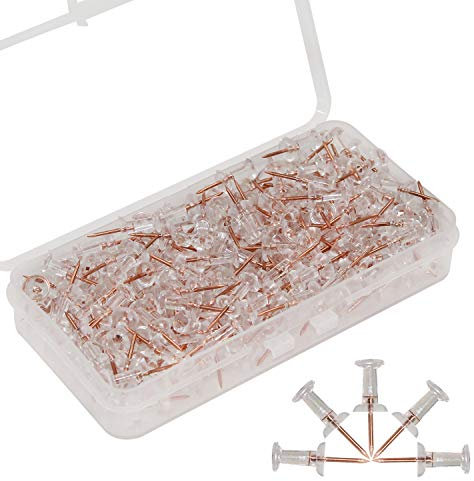 OKVGO 150 Pieces Push Pin with Plastic Heads and Steel Points Thumb Tacks for Map Cork Notice Board Transparent Rose Gold