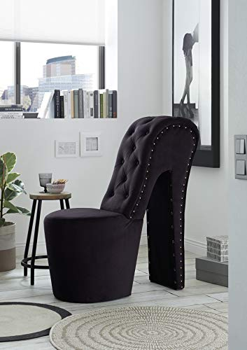 generisch Schuhsessel Retro-Look Knopfsteppung Sessel Stuhl High Heel (Trinity Black 16)