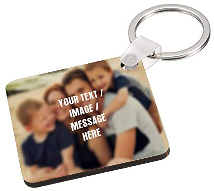 Getagift Personalised with your own Image Text Message themed MDF Square Keyring Christmas Birthday Gift Present Idea.