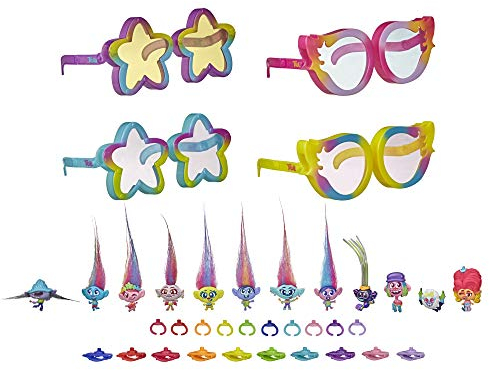 Hasbro Trolls World Tour Tiny Dancers Regenbogen-Edition mit 12 Tiny Dancers, 4 Sonnenbrillen, 10 Ringen, 10 Haarspangen, ab 4 Jahren E88435S1 Mehrfarbig