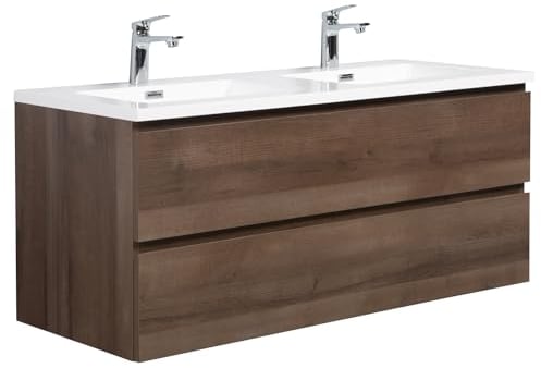 Badezimmer Badmöbel Set Angela 120cm - Braun Eiche - Unterschrank Schrank Waschbecken Waschtisch