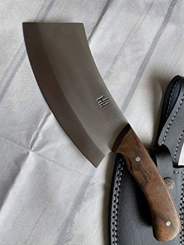 Hobby Hut HH-336 Jagdmesser mit Scheide, Hackmesser, 25.4 cm Bushcraft Messer, Messer mit fester Klinge, Griff aus Walnussholz für Jagd und Camping