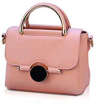Nicole & Doris Petit Sac Bandoulière Femme Trapèze Sac à Main Porté Epaule Cuir PU - Pochette Soirée Mode Travail Shopping Elégant Tendance Chic Rose