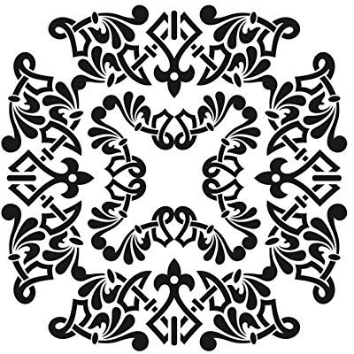Barock Ornament Fliesen wiederverwendbare Schablone A3 A4 A5 & größere Größen modern orientalisch / M18 (selbstklebende Schablone, XS Größe - 50 x 50 cm)
