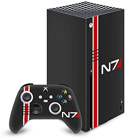 Head Case Designs Offizielle EA Bioware Mass Effect N7 Logo Legendäre Grafiken Vinyl Haut Gaming Aufkleber Abziehbild Abdeckung kompatibel mit Xbox Series X Console and Controller Bundle