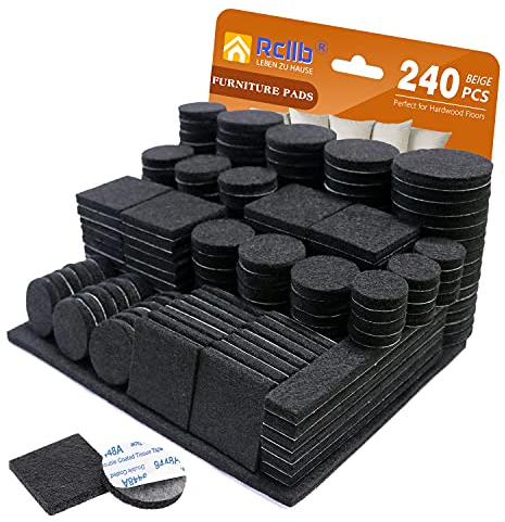 Filzgleiter Selbstklebend - 240 Stück Premium Schwarz, 5mm Dick Möbelgleiter Klebepads für Effektiven Schutz, Stühle, Bodenschutz - Set