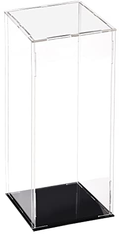 sourcing map Acryl Klar Vitrine Box Staubdichter Schutz Würfel Sammlerstück Ausstellungsbox 10x10x30cm