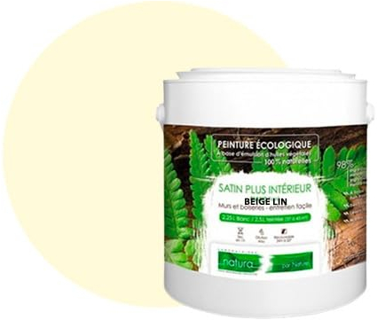 BOX DECO COULEURS Peinture murale naturelle écologique aspect satin intérieur Natura - 2,5L / 33m², Beige Lin