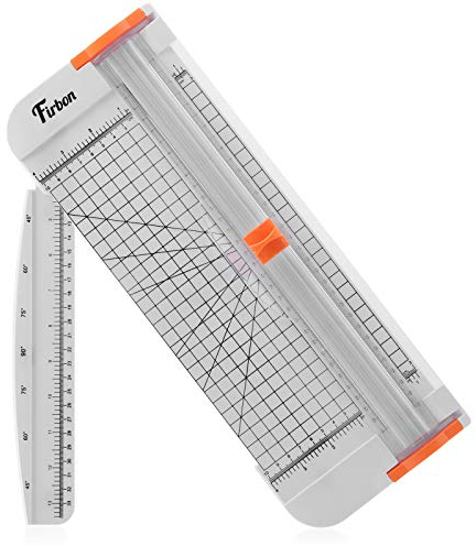Firbon A4 Paper Cutter 12 Inch Titanium Paper Trimmer Scrapbooking Tool with Automatic Security Safeguard and Side Ruler for Craft Paper, Coupon, Label and Cardstock (White)