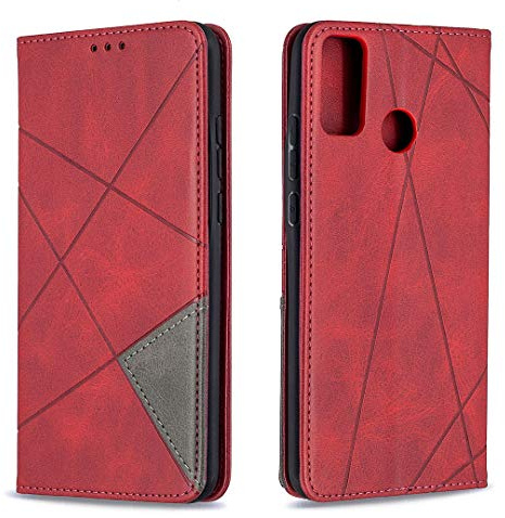 Posanter Kompatibel mit Huawei Honor 9X Lite Hülle, Leder Brieftasche Flip Handytasche Schutzhülle Klapphülle, 360 Grad TPU Stoßfest Leder Hülle mit [Magnetisch, Kartenfach, Standfunktion] (Rot)