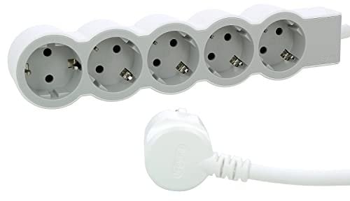 LEGRAND, Multiprise plate 694571 - 5 prises - Longueur du câble : 5 m - Blanc/gris