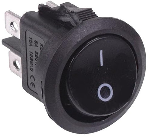 On-Off Round Rocker Switch DPST 230V 20mm 4 Terminals Snap In Mounting DIY Hobby Electronics Automotive