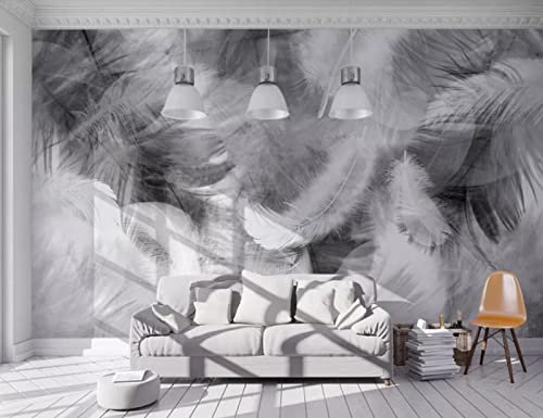 Papier Peint Panoramique Plume Blanc Cassé Papier Peint Intissé 3D Murale Tableaux Muraux Tapisserie Salon Chambre