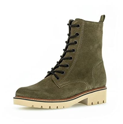 Gabor Damen Combat Boots, Frauen Stiefeletten,Wechselfußbett,Moderate Mehrweite (G),Kurzstiefel,uebergangsschuhe,Oliv (Micro),38 EU / 5 UK