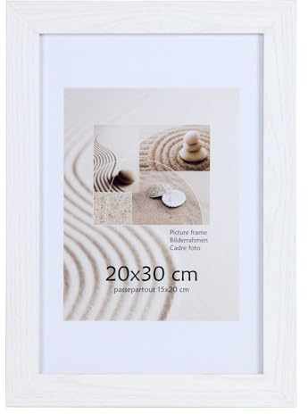 KM Foto Bilderrahmen Holz Plexi Acryl Rahmen quadratisch Collage Wanddeko Poster S215: Farbe: Weiß | Format: 40x60