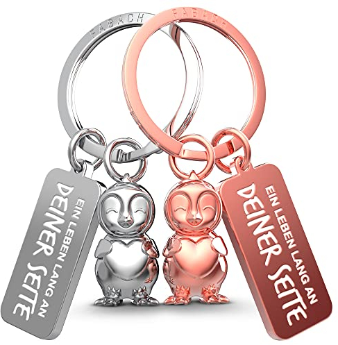 FABACH Schlüsselanhänger für Paare - 2 Pinguine Frosty mit Herz - Glücksbringer Freundin - Partner Liebe Jahrestag Geschenke Valentinstag
